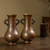 清 铜嵌银丝蕉叶纹双耳赏瓶（一对） 商品缩略图0