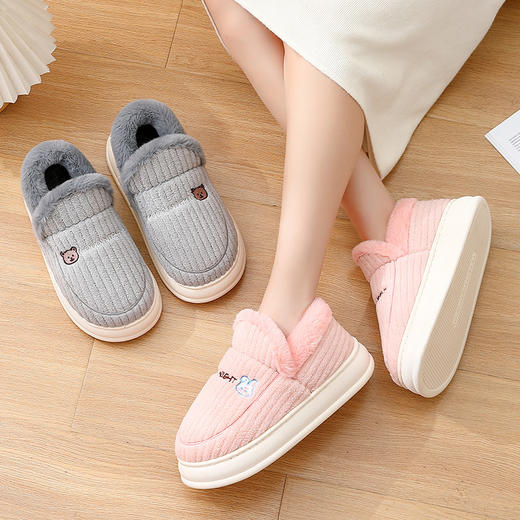 【温暖包裹！轻盈舒适】踩屎感棉拖鞋男冬季包跟室内家居家用厚底防滑加绒保暖棉鞋男，防滑设计，随便踩；包跟设计，稳当步。ry 商品图3