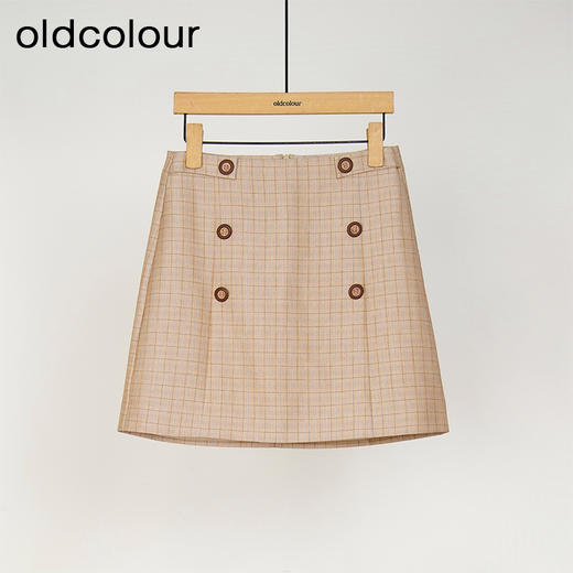 oldcolour春秋款半身裙高腰显瘦小个子减龄格子短裙女DM33061129 商品图0