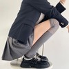 【日系长款拼接堆堆袜】秋冬韩系简约百搭设计感，拼接纯色过膝纯欲风竖纹显瘦高筒袜套潮袜QQ 商品缩略图0