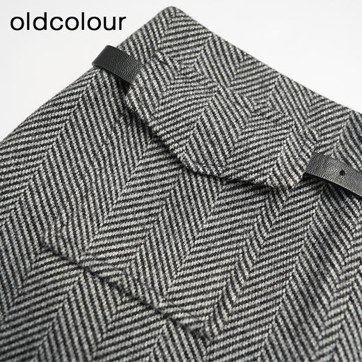oldcolour秋冬款半身裙灰色设计感气质高腰短裙女DM41061935 商品图2