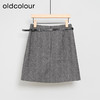 oldcolour秋冬款半身裙灰色设计感气质高腰短裙女DM41061935 商品缩略图1