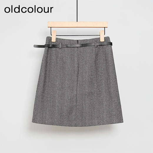 oldcolour秋冬款半身裙灰色设计感气质高腰短裙女DM41061935 商品图1