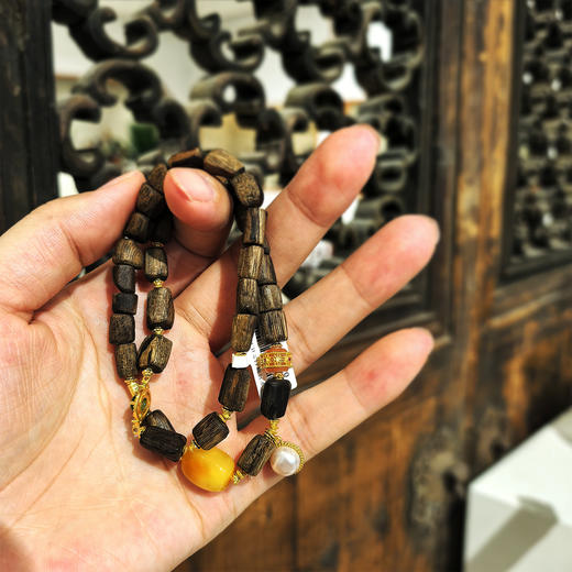 双圈随形手串-蜜蜡°达拉干沉香木 商品图0