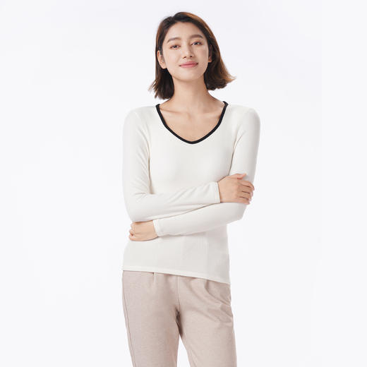 都市丽人保暖衣舒暖单件上衣螺纹双面磨毛中厚女士保暖衣单件上衣LWT5A1 商品图1