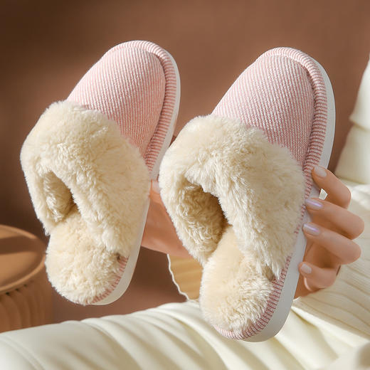 2024年新款秋冬季加厚加绒保暖男女室内防滑棉拖鞋居家情侣款新款爆款小红书同款 商品图2