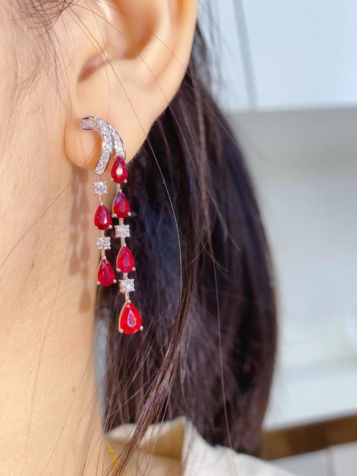 18K红宝石耳环 3.42ct 商品图4
