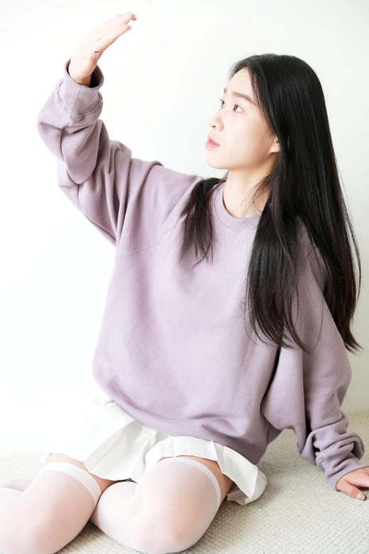 yyds慵懒感卫衣。胸口小标刺绣圆领丁香紫+古陶绿长袖外套A092768 商品图12