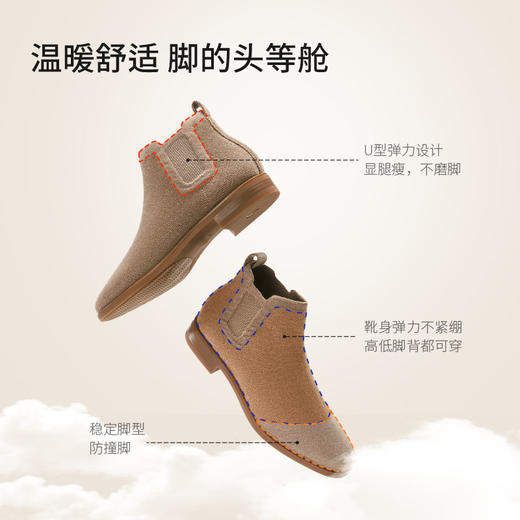 响午女鞋羊毛切尔西靴女靴  | 秋冬经典款、保暖吸湿、舒适时尚【HZ】 商品图4