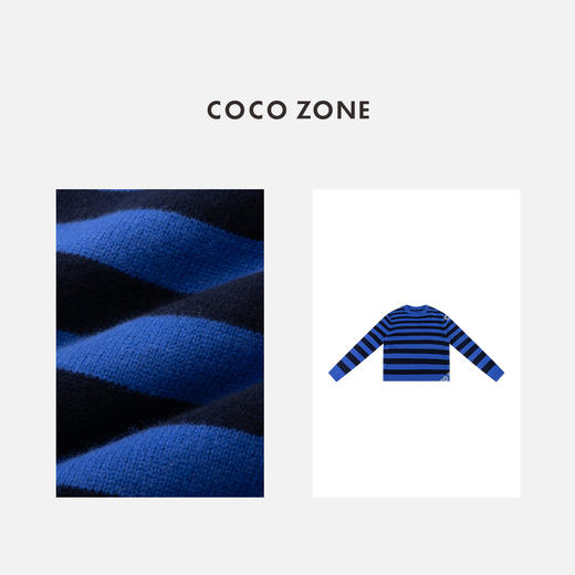 COCO ZONE 条纹设计感圆领针织衫长袖百搭上衣CC1C2228 商品图2