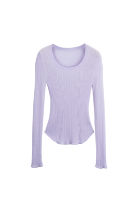 U领镂空羊毛打底衫