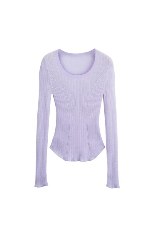 U领镂空羊毛打底衫 商品图0