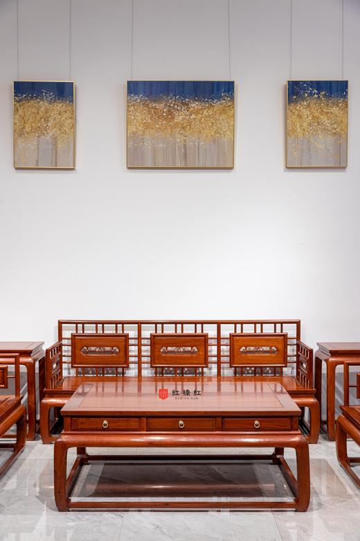 红桥红  家具严选  缅甸花梨（大果紫檀）【小轩窗 沙发 123六件套】 商品图4