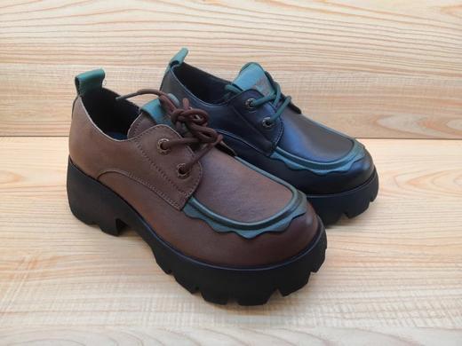 豪行真皮女鞋22301381时尚厚底系带潮鞋休闲单鞋 商品图2