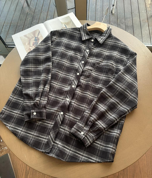 河智苑明星同款！加厚磨毛秋冬格子衬衣 商品图6
