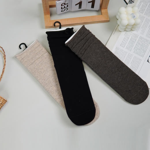 女【2双装 6双6折】丨女士秋冬中筒袜堆堆袜中长筒棉袜素色袜子纯色女袜【2422205】 商品图0