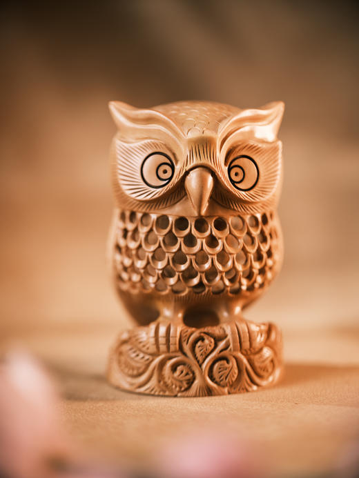老山檀猫头鹰 精工整雕摆件 高端【器悟雅玩】 商品图0