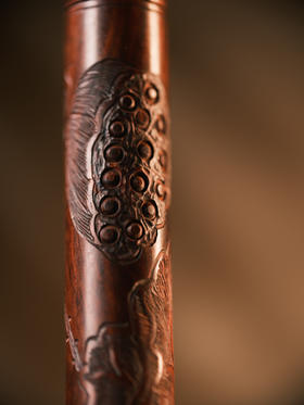 小叶紫檀雕刻莲花 好事连连香筒【器悟雅玩】