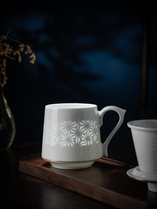 富玉  景德镇陶瓷盛世茶漏杯大容量水杯玲珑茶漏杯 商品图1