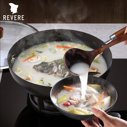 【小家电】Revere铁制30CM带盖中华炒锅物理不粘通用锻打铁锅RWS-D1130/YK HF 商品图4