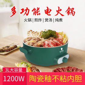 【小家电】REVERE家用多功能电火锅RES-HG1200/YK墨绿色 4L HF