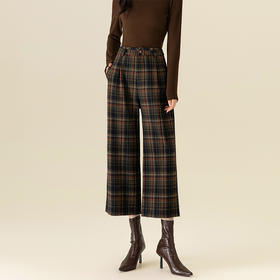 【高货xg】全新升级【铂金会员174/天猫229/差价55】(13618) 洛诗琳秋冬新款高腰阔腿垂感羊毛呢休闲直筒加厚格子裤