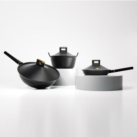 【小家电】Revere 宫宴系列煎锅+炒锅+汤锅组合铝合金不粘锅少油烟锅具不挑灶具RWS-TGT2030T/YK HF 商品图0