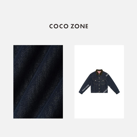 COCO ZONE 复古翻领撞色牛仔外套百搭单排扣上衣CC2C1462 商品图2