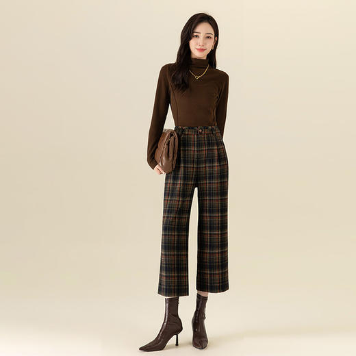 【高货xg】全新升级【铂金会员174/天猫229/差价55】(13618) 洛诗琳秋冬新款高腰阔腿垂感羊毛呢休闲直筒加厚格子裤 商品图2