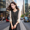 奢姿2024年秋季新款大码女装圆领蝴蝶结裙子胖妹妹拼接蕾丝连衣裙9943853671 商品缩略图2
