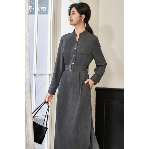 【书香衬衫裙】米思阳2026春季新款高级灰衬衫裙本部腰带优雅显气质连衣裙3926 商品图1