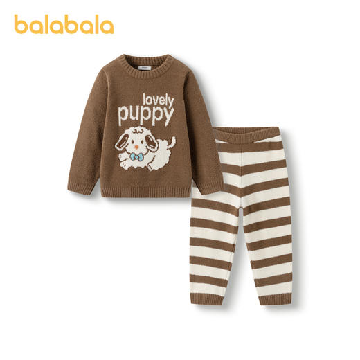 巴拉巴拉宝宝睡衣套装冬季加厚半边绒男女童家居服加绒保暖可外出 商品图4