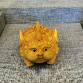 Q版独角貔貅°黄杨木摆件