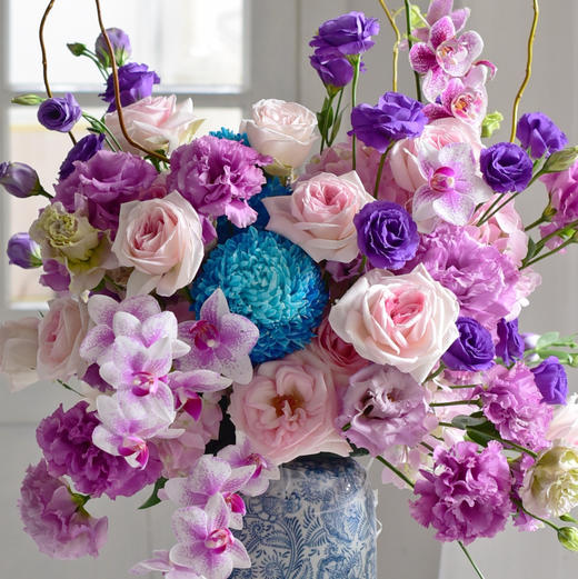 《紫气东来》牡丹菊藏宝图紫色桔梗新年插花 商品图10