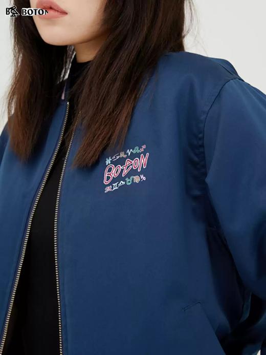 波顿春秋季女士棒球棉服潮流时尚休闲印花短外套棉袄LJ598321 商品图3