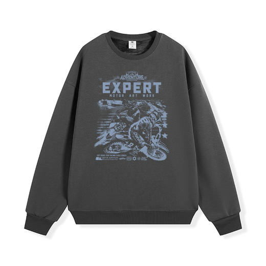 自由基地秋冬新品摩托赛事图设计印花长袖抓绒圆领套头卫衣加厚款 NMT-2186 商品图4