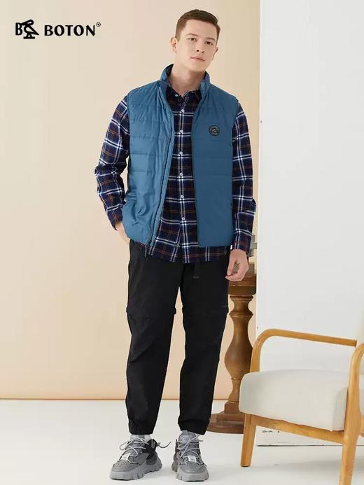 波顿秋冬季高端男士蓝色羽绒马甲保暖坎肩上衣MC810522 商品图3