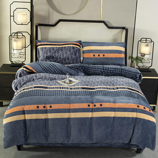 冬季【a类加厚牛奶绒四件套】牛奶绒被罩床单三件套机洗 中老年床单套装被套 商品图5