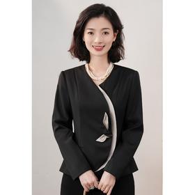 西子/【悦己】精纺羊毛撞色设计手工花卉立裁西装外套/WTBH464