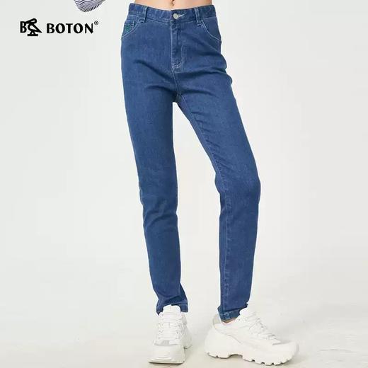 波顿浅蓝色牛仔裤女春秋季窄脚修身显瘦百搭小脚长裤子LE235320 商品图3