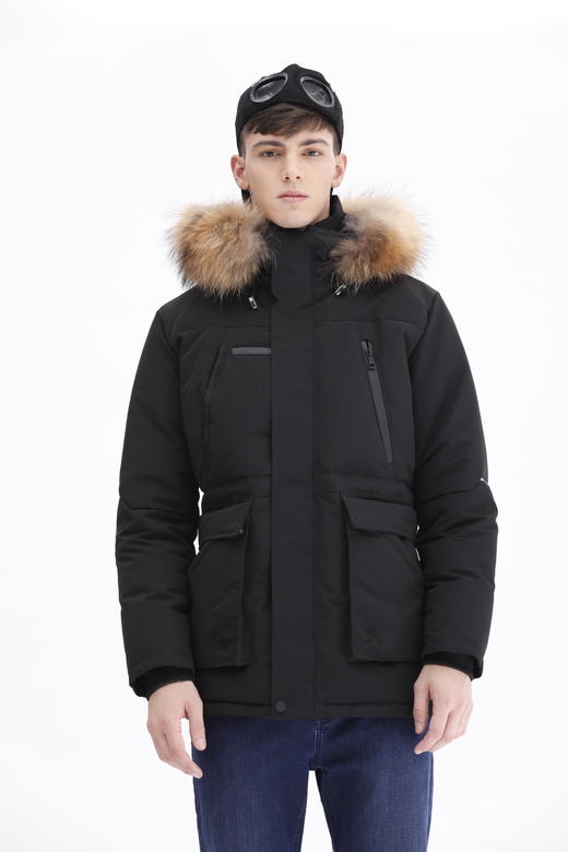 波顿冬季男士中长羽绒服红黑两色连帽白鸭绒品牌高端保暖MC767519 商品图5