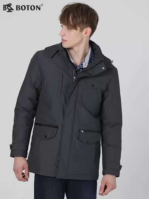 波顿男士黑色白鸭绒羽绒服中长棉服外套MC732518 商品图5