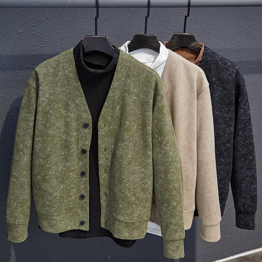 【新款DH】大依优型大码男装休闲潮流开衫纽扣V领夹克外套 商品图10