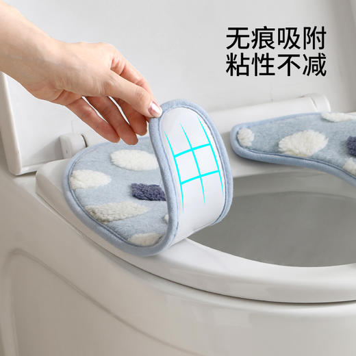 FaSoLa马桶坐垫贴毛绒四季通用家用粘贴式可水洗马桶圈坐便器垫子 商品图3