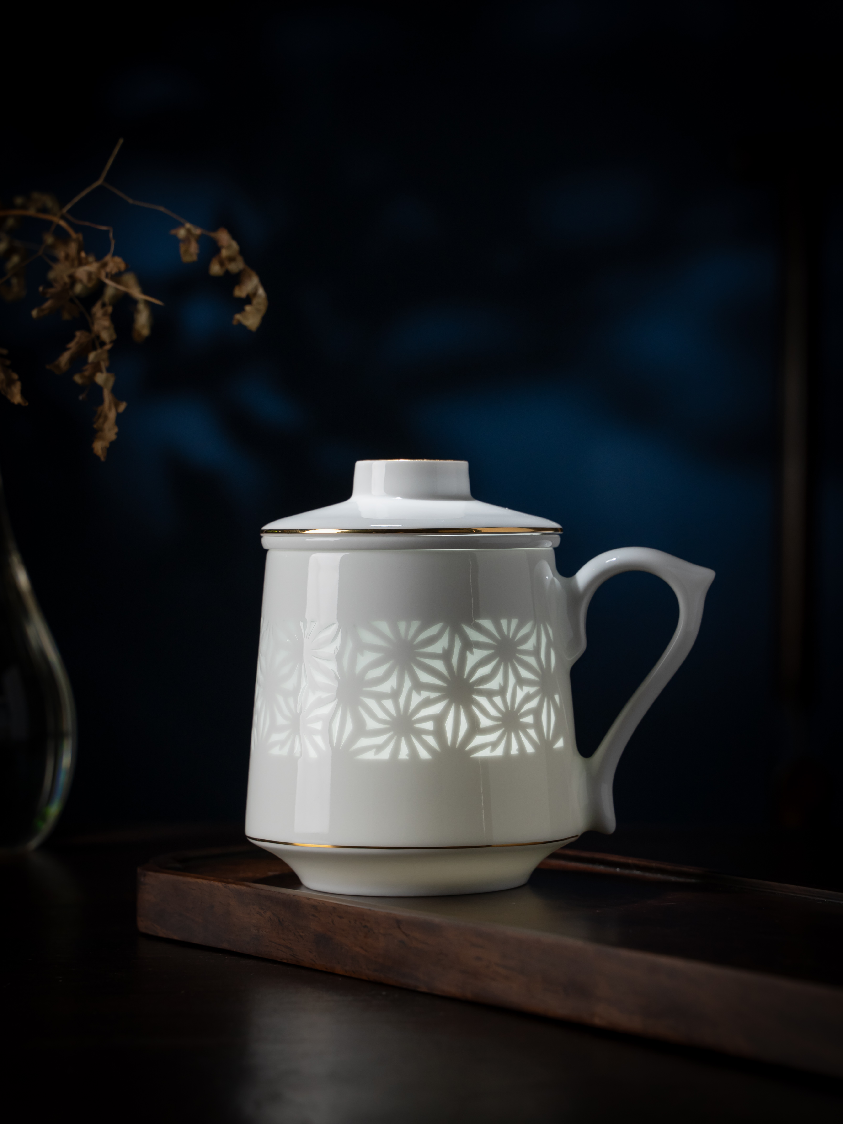 富玉  景德镇陶瓷盛世茶漏杯大容量水杯玲珑茶漏杯