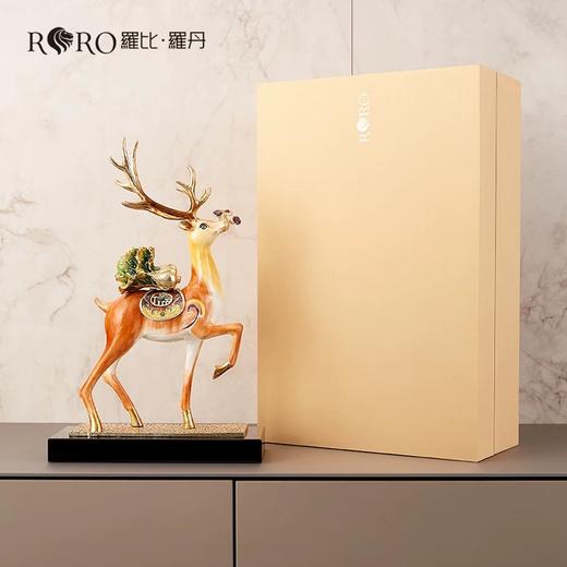 罗比罗丹一路发财摆件创意客厅鹿摆件珐琅彩工艺软装饰品 商品图2