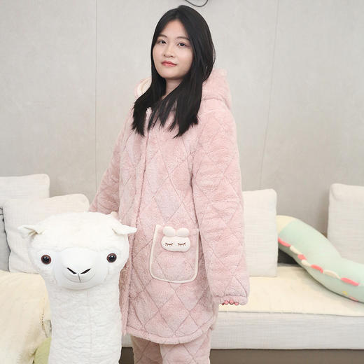 【169元1套】秋冬女士绒料家居服开衫套装--2243232 商品图1