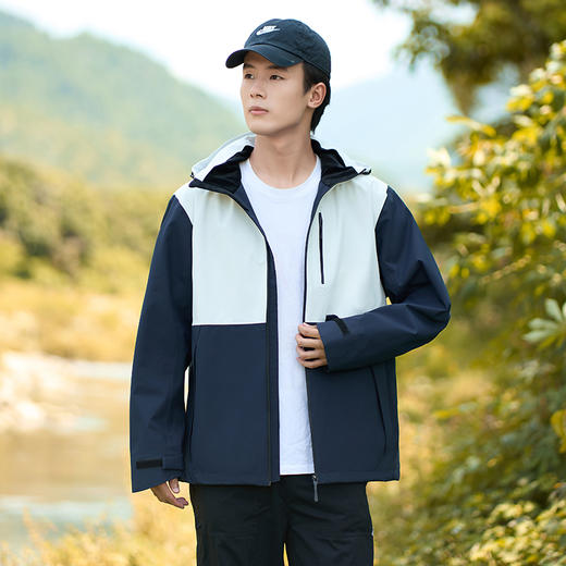 【可脱卸帽】【新款DK】大依优型大码男装连帽夹克户外防水夹克加肥加大休闲夹克胖子外套上衣 商品图1