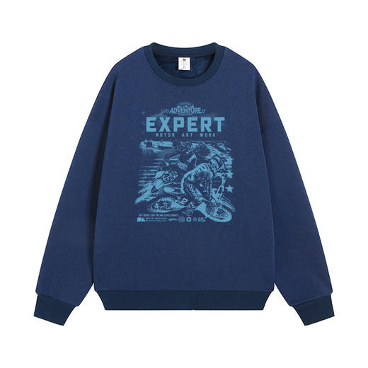 自由基地秋冬新品摩托赛事图设计印花长袖抓绒圆领套头卫衣加厚款 NMT-2186 商品图9