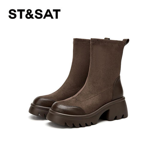 星期六时髦百搭绒面厚底瘦瘦靴SSC4116E6B 商品图8